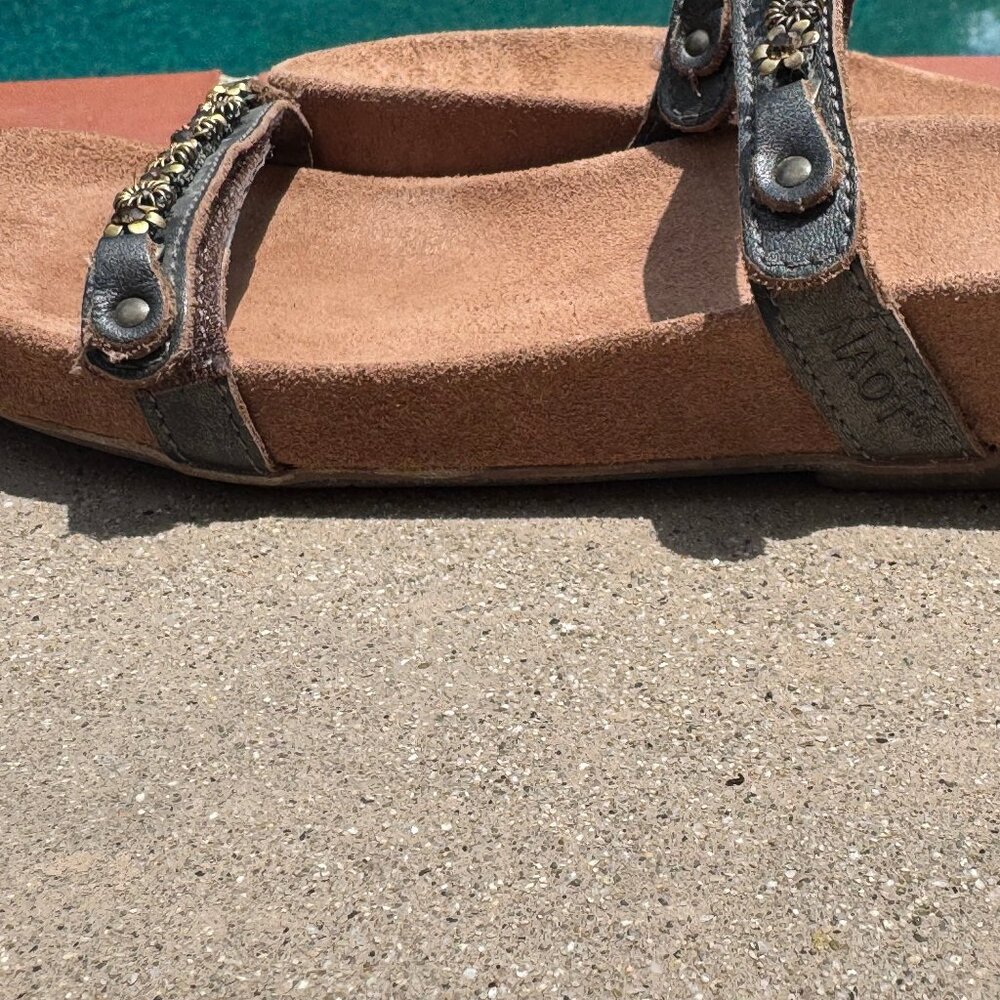 Naot Brown Sandals with Beautiful Suede Footbed and Embellished Straps - Picture 5 of 8